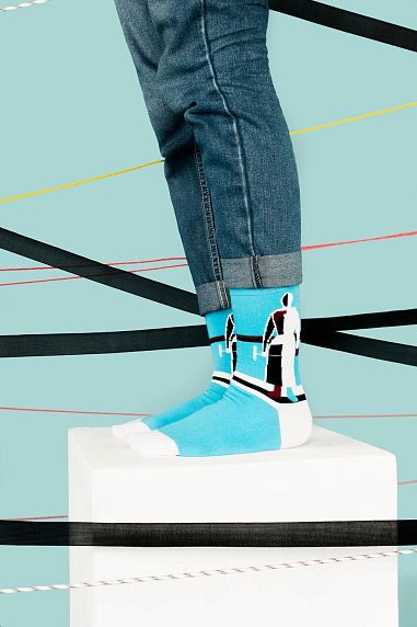 Носки «Женщина с граблями», р-р 38-41, голубые, фото 2.