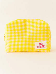 Косметичка ручной работы «Bebesss», жёлтая клетка