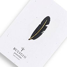 Брошь ручной работы Bulygin «Перо», фарфор, чёрно-золотистая