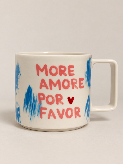 Кружка ручной работы Hands in Clay «More amor por favor», розово-голубая, керамика, 450 мл, фото 1.