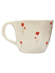 Чашка для чая ручной работы Цветы красные, керамика, 250 мл