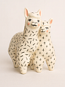Статуэтка керамическая ручной работы «Ламы», белая, превью фото 1