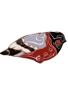 Брошь ручной работы «Снегирь», Partala ceramics