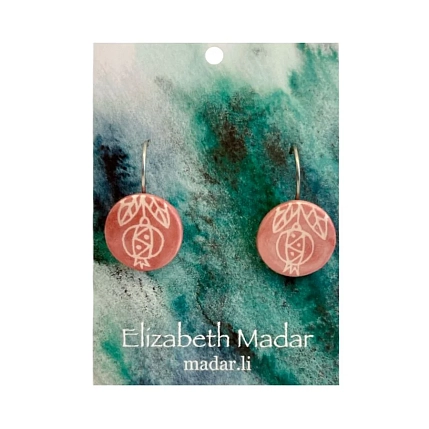 Серьги Elizabeth Madar Чертополох, керамика, розовые, фото 1.