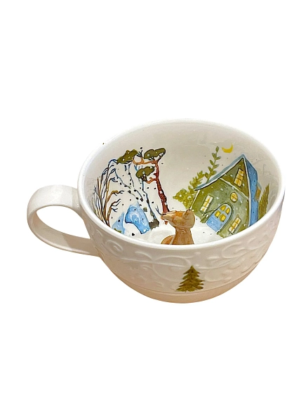 Чашка для чая ручной работы Мадам де Тюль с фигуркой внутри Лиса, фарфор, 250 мл, фото 2.