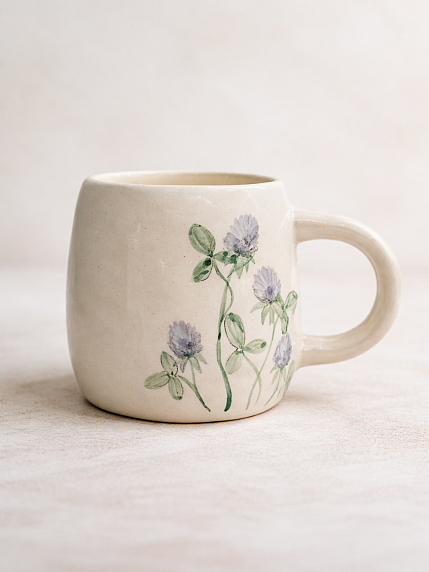 Кружка ручной работы Верба керамика бочонок «Клевер», керамика, 300 мл, фото 2.