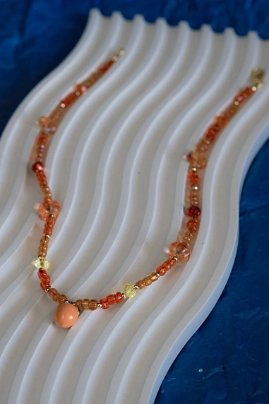 Чокер ручной работы Идеальное совпадение «Апельсин», оранжевый, фото 3.