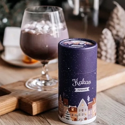 Пряное какао Больше специй, в подарочном тубусе, 85 г, фото 1.