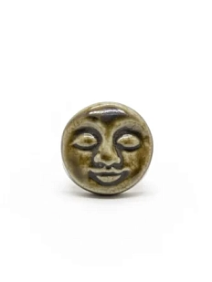 Брошь ручной работы КерамЕлКа «Лицо малое», чёрно-зеленая, керамика