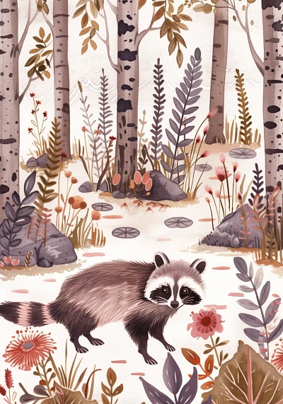 Картхолдер двойной DARI DARI «Енот в лесу», экокожа, фото 1.