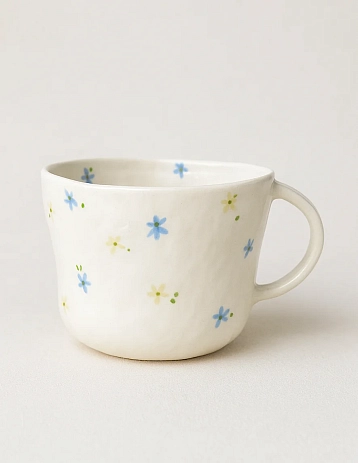 Кружка ручной работы «Жёлто-синие цветы», керамика, 420 мл, фото 1.