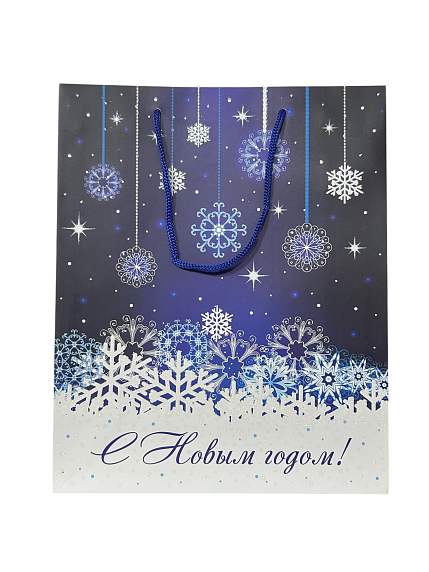 Пакет подарочный блестящий «Сияющие снежинки», фото 1.