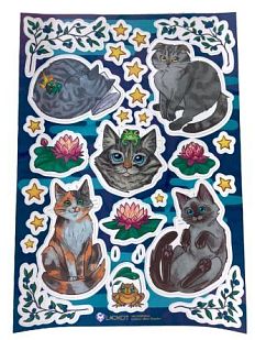 Стикерпак «Кошки и лотос», А5