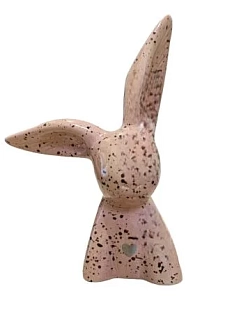 Статуэтка ручной работы Кролик с сердечком, розовая, керамика