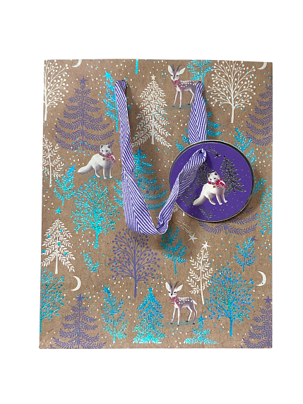 Пакет подарочный блестящий «Зверята в лесу», фото 1.