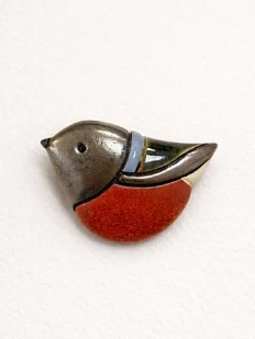 Брошь ручной работы Екатерина Юдо «Снегирь», красная, керамика