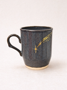 Кружка ручной работы Мастерская Виктории Нор «Звездопад», тёмно-серая, керамика, 200 мл