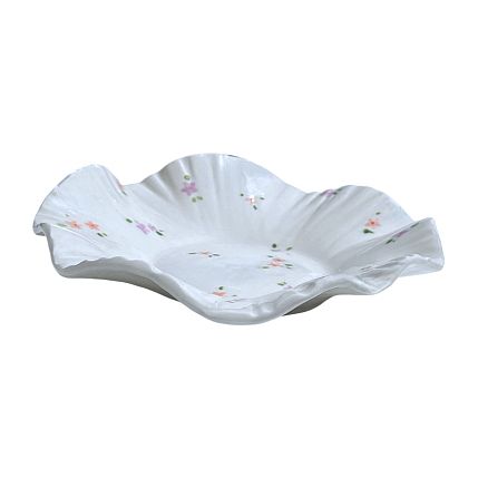 Тарелка ручной работы «Розово-сиреневые цветы», керамика, 17 см, фото 1.