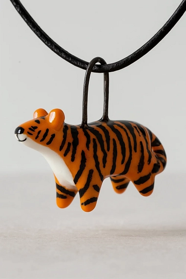 Подвеска ручной работы Боттери керамика «‎Тигр»‎, керамика, фото 2.