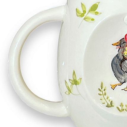 Кружка ручной работы Гусь с корзинкой и подвеской сердечком, керамика, 300 мл, фото 2.