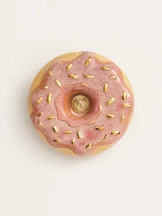 Подсвечник ручной работы «Пончик с розовой глазурью», керамика