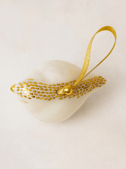 Игрушка на ёлку «Птица», бело-золотистая, фото 3.