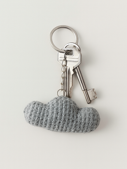 Вязаный брелок «Тучка», серый, фото 3.