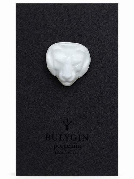 Брошь ручной работы Bulygin «Львица», белая, фарфор, фото 1.