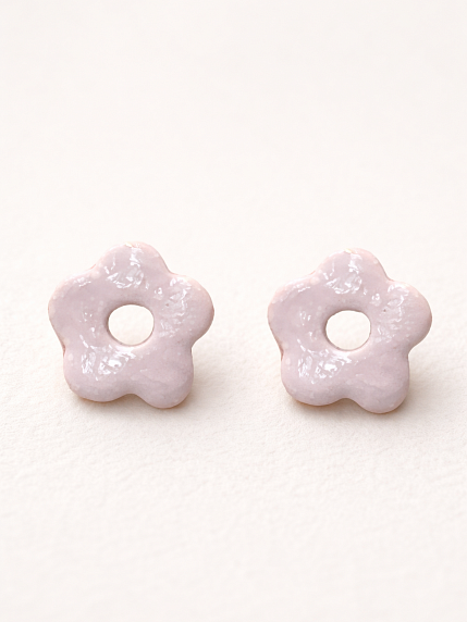 Серёжки-гвоздики Радость Рядом «Цветочки», полимерная глина, сиреневый, фото 1.