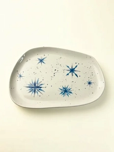 Блюдце ручной работы Верба керамика «Снежинки», керамика, 14 см