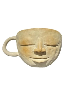 Кружка ручной работы «Лицо», бежевая, керамика, 300 мл