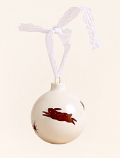 Ёлочная игрушка Домик на дереве шар расписной с кроликом «Мечты», 7 см