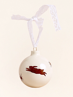Ёлочная игрушка шар расписной с кроликом «Мечты», 7 см