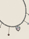 Чокер из тёмного гематита с подвесками «Сердечко с розовым камнем» Migette, превью фото 1