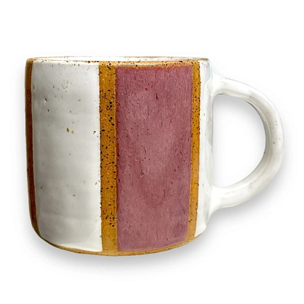 Кружка ручной работы Полосы, розовая, керамика, 300 мл, фото 1.
