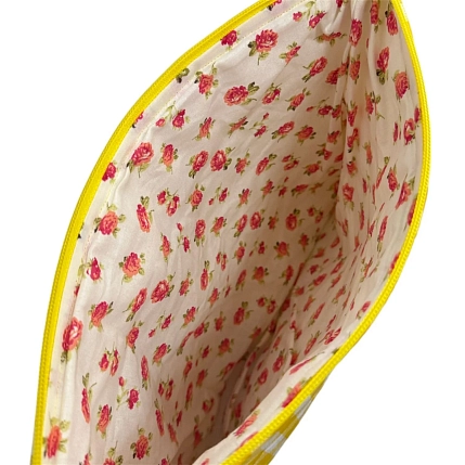 Большая косметичка ручной работы АМИ (Ami lé sac) «Кейс», жёлтая клетка, фото 2.