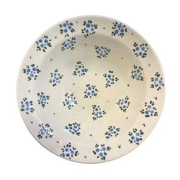 Глубокая тарелка ручной работы Slowday Ceramics в синий цветочек, полуфарфор, 19 см, фото 1.