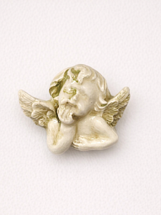 Брошь ручной работы Ангел, кремовая, керамика