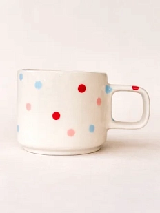 Кружка ручной работы ММ керамика в разноцветный горошек, белая, 250 мл