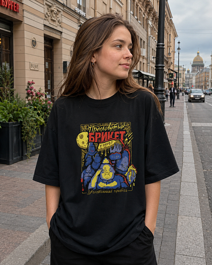 Футболка ШКЯ «Брикет», унисекс, 44, черная, фото 4.