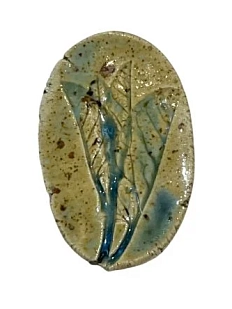 Брошь ручной работы «Лист», хаки, керамика