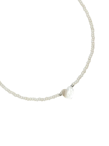 Чокер Жемчужный ручной работы с подвеской-сердцем из перламутра, фото 1.