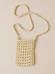 Сумка для телефона вязаная, слоновая кость