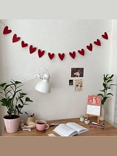 Бумажная гирлянда Это важно «Сердечки», красная, картон, 240 г/м²