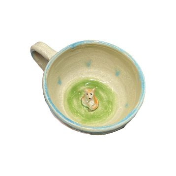 Кружка ручной работы с надписью и фигуркой внутри, керамика, 350 мл, фото 2.