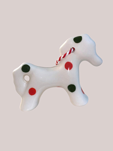 Ёлочная игрушка ручной работы «Лошадка 3д», белая в точку, 8,5 см