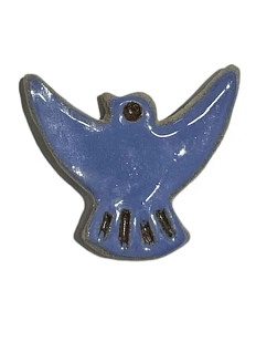 Брошь керамическая ручной работы «Голубка», синяя