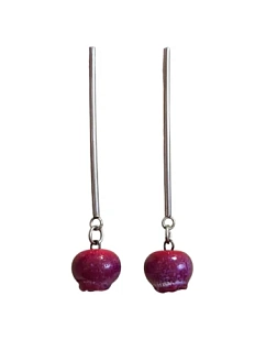 Серьги-гвоздики Керко на планке ягодки ирги, стекло