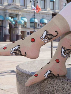 Носки «Купчиха за чаем», р-р 42-46, кремовые