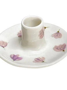 Подсвечник ручной работы «Фиолетовые цветочки», керамика